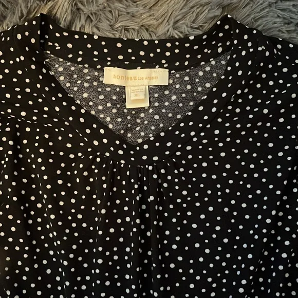 Monteau Los Angeles Black and White Polka Dot Women's Top - Picture 5 of 10